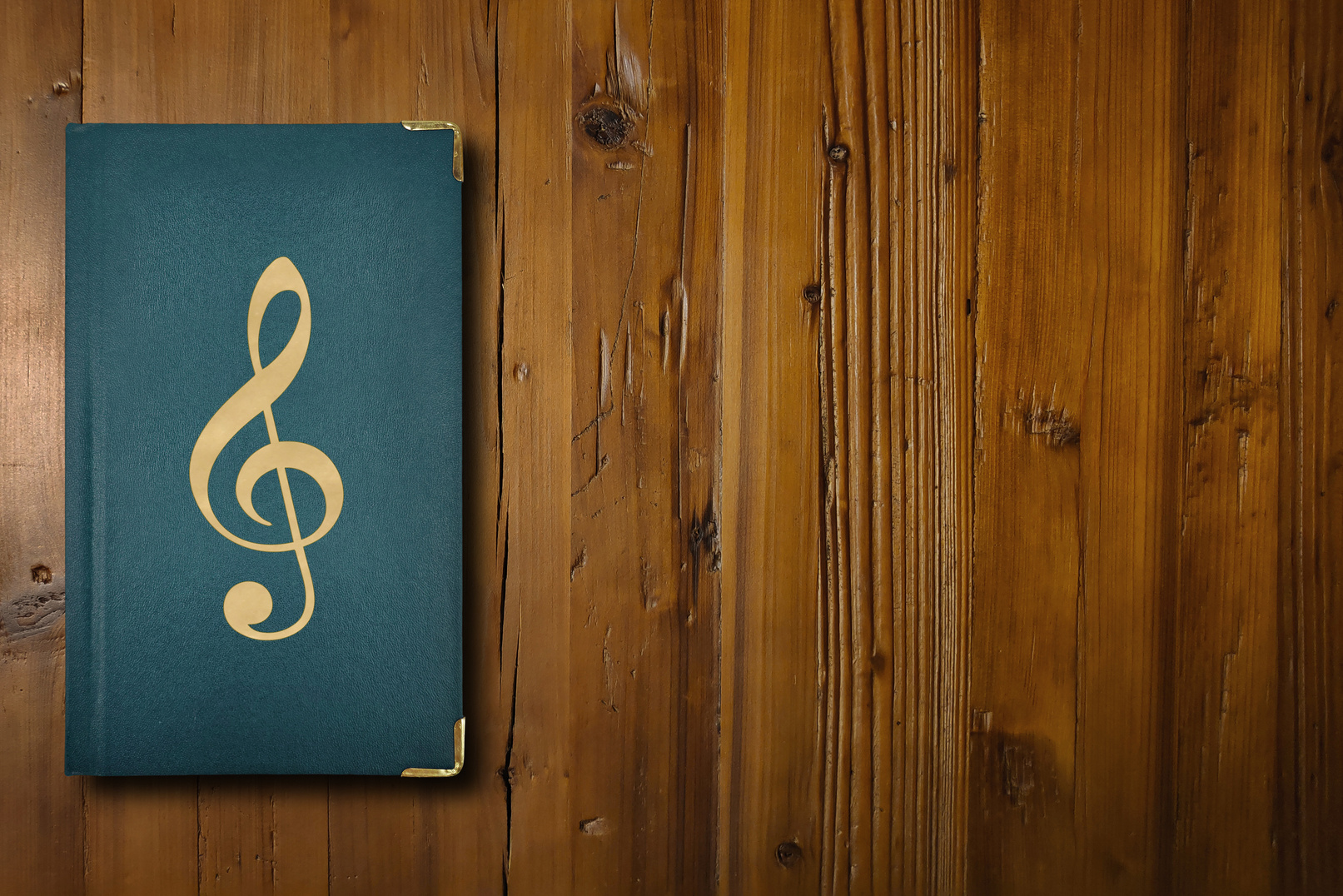 Music book on a wooden desk